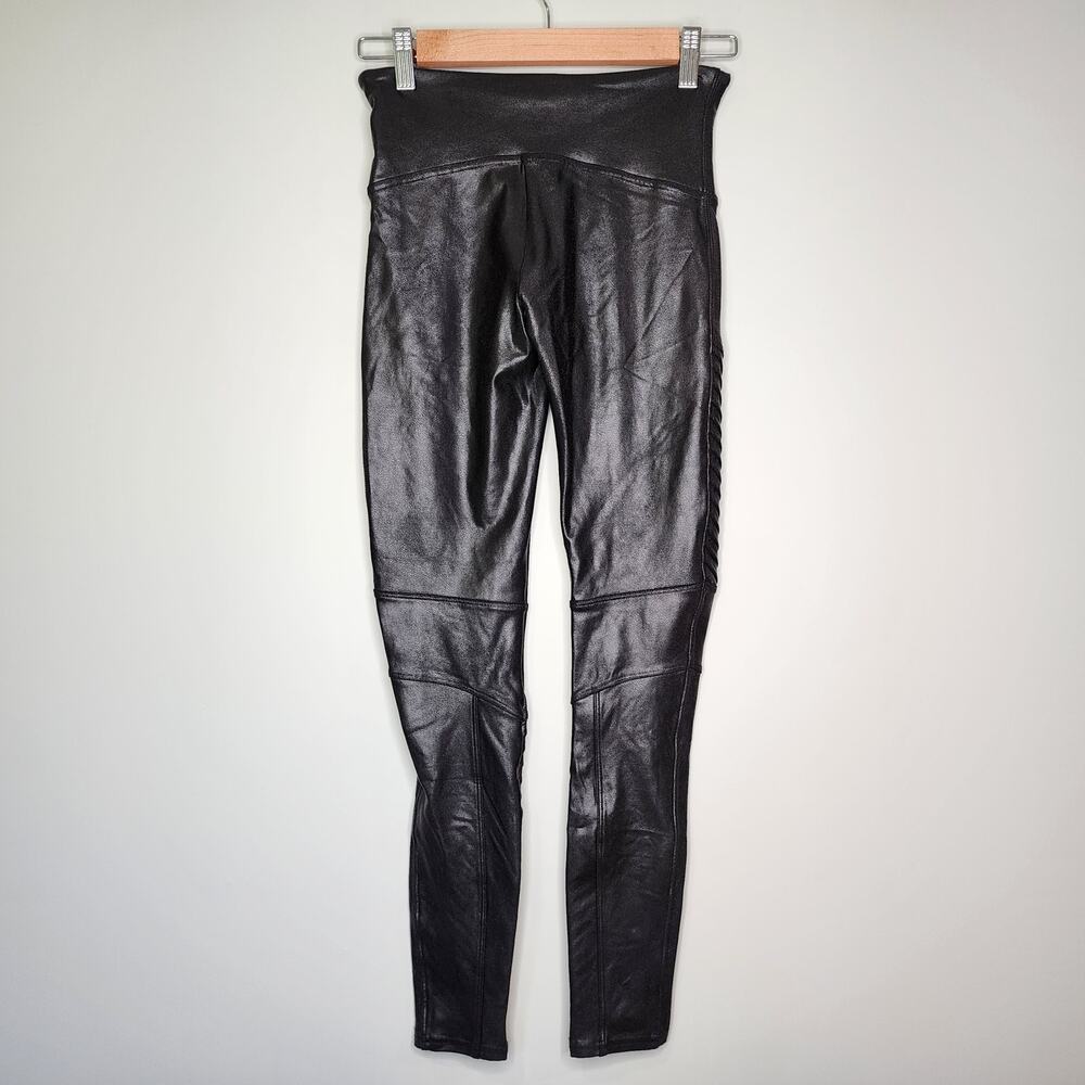 Spanx Faux Leather Moto Biker Edgy Leggings Black M‎ - Picture 5 of 6